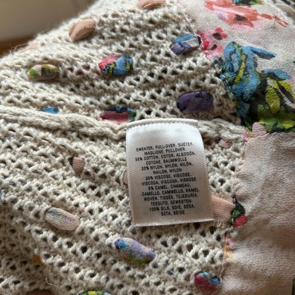 FIETS VOOR 2 Anthropologie Open Knit Silk Ribbon Cardigan Sweater Coat Sz S - Picture 7 of 7